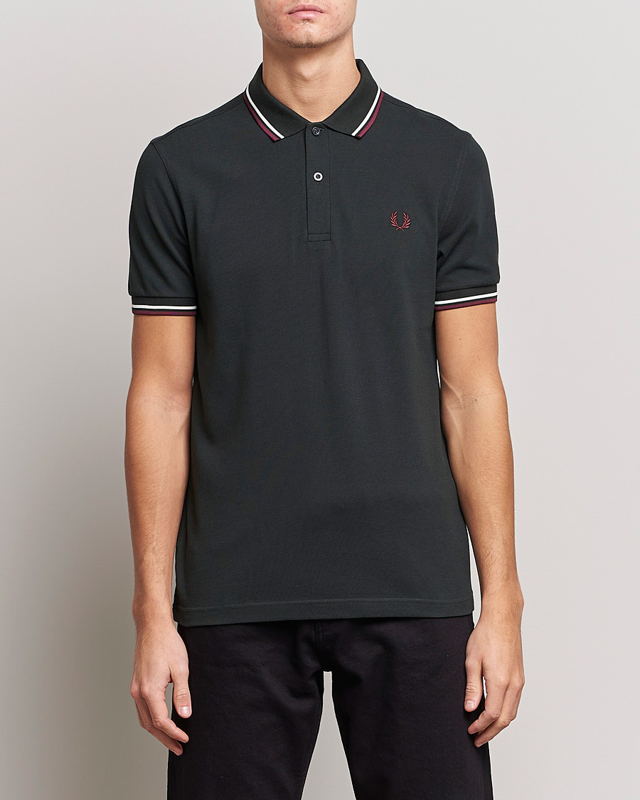 Herren | Poloshirts | Fred Perry | Twin Tipped Polo Shirt Night Green Ecru