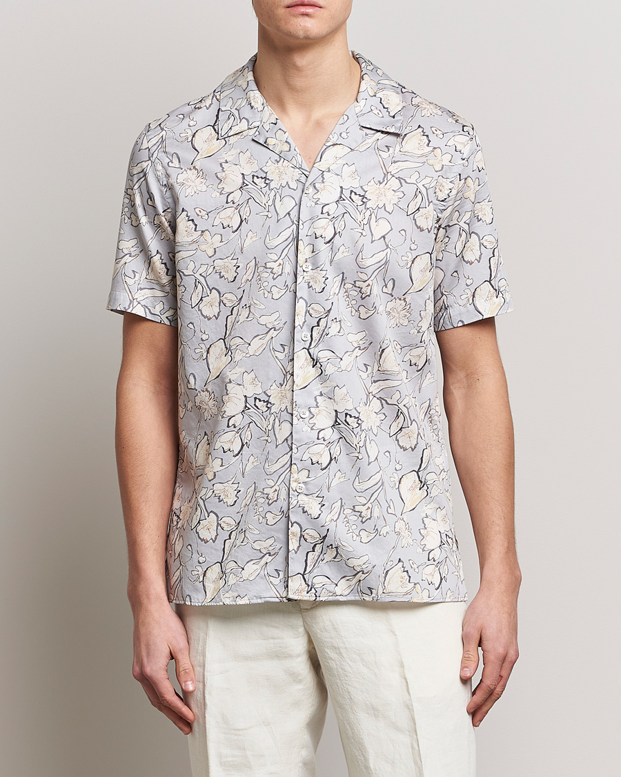 Herren | Hemden | Altea | Printed Bowling Shirt Light Grey
