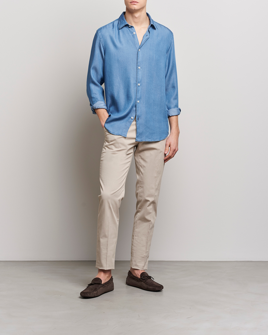 Herren | Hemden | Altea | Soft Lyocell Denim Shirt Light Indigo
