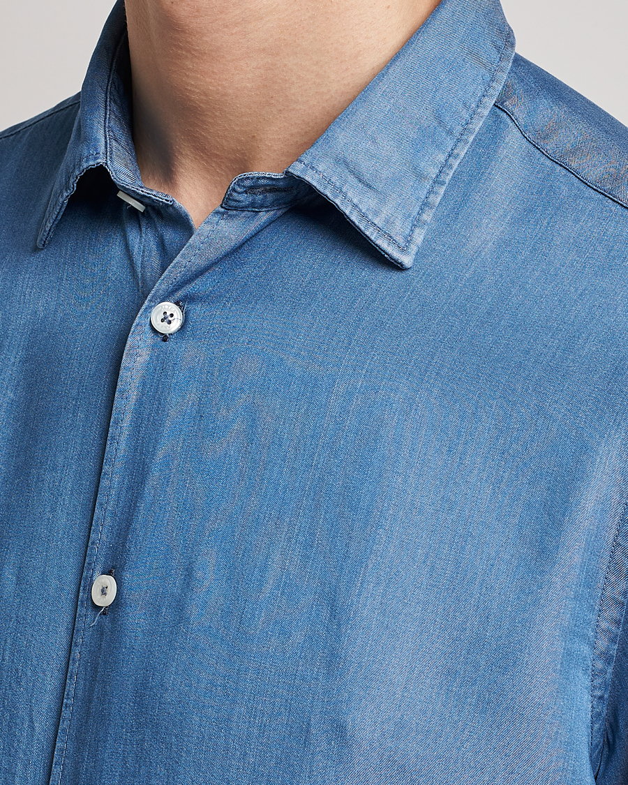 Herren | Hemden | Altea | Soft Lyocell Denim Shirt Light Indigo