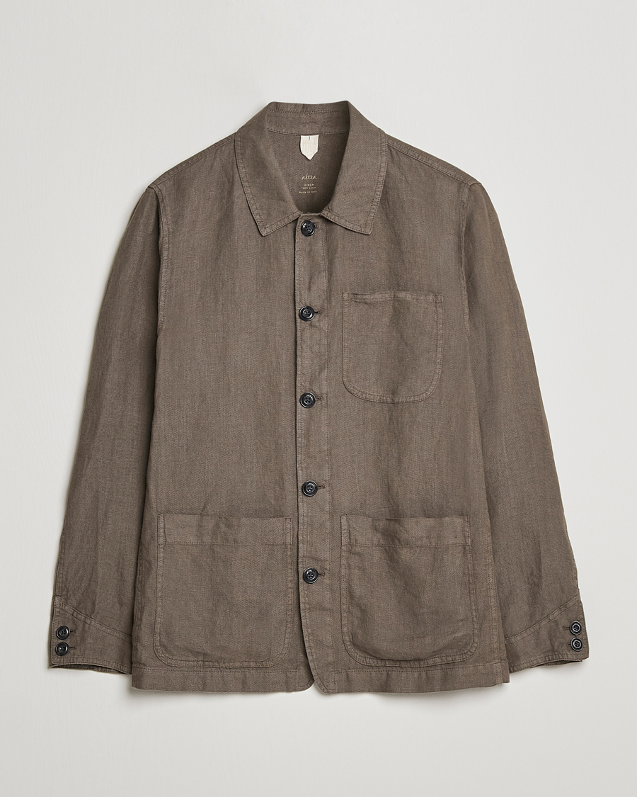 Herren | Hemden | Altea | Linen Shirt Jacket Olive