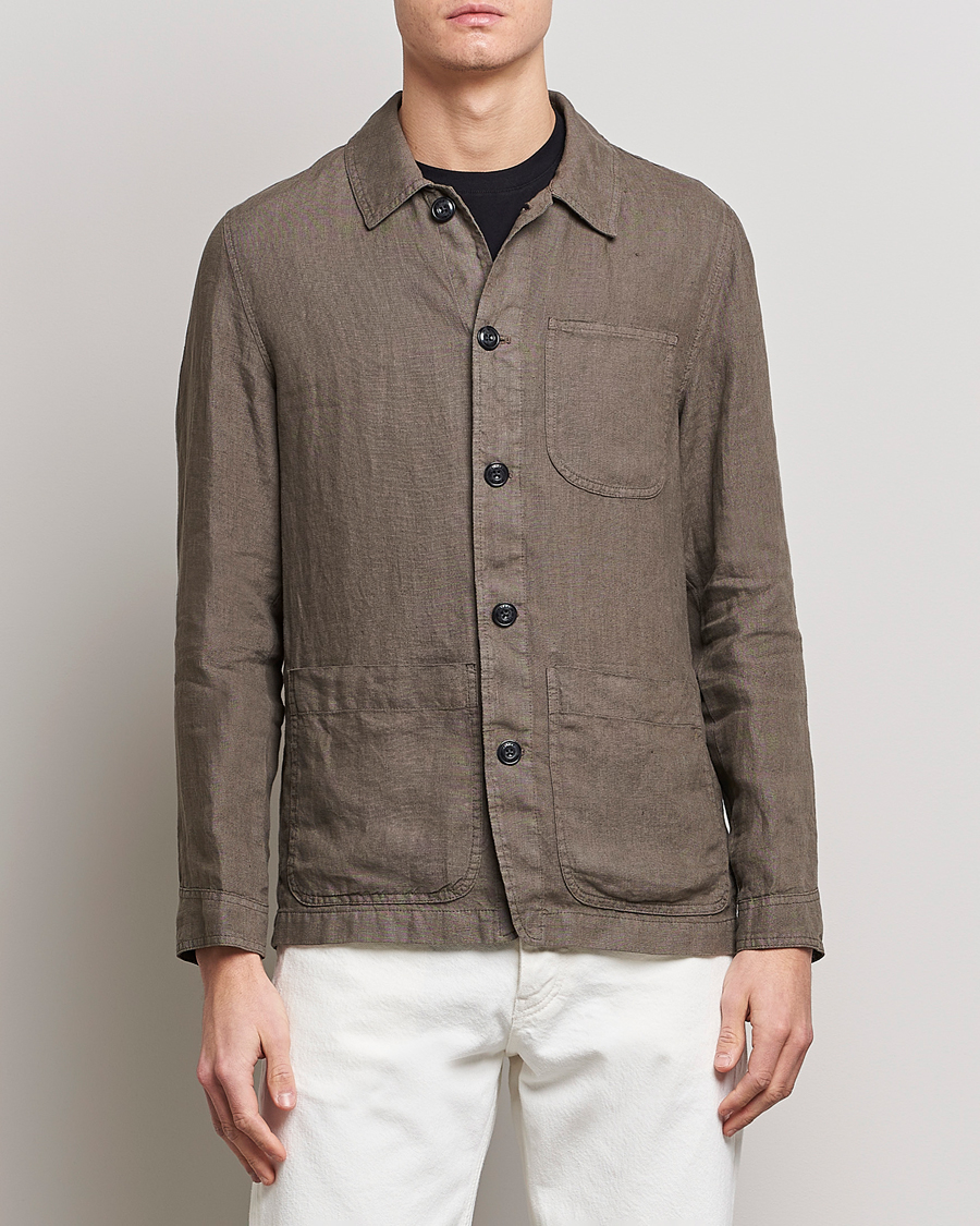 Herren | Hemden | Altea | Linen Shirt Jacket Olive