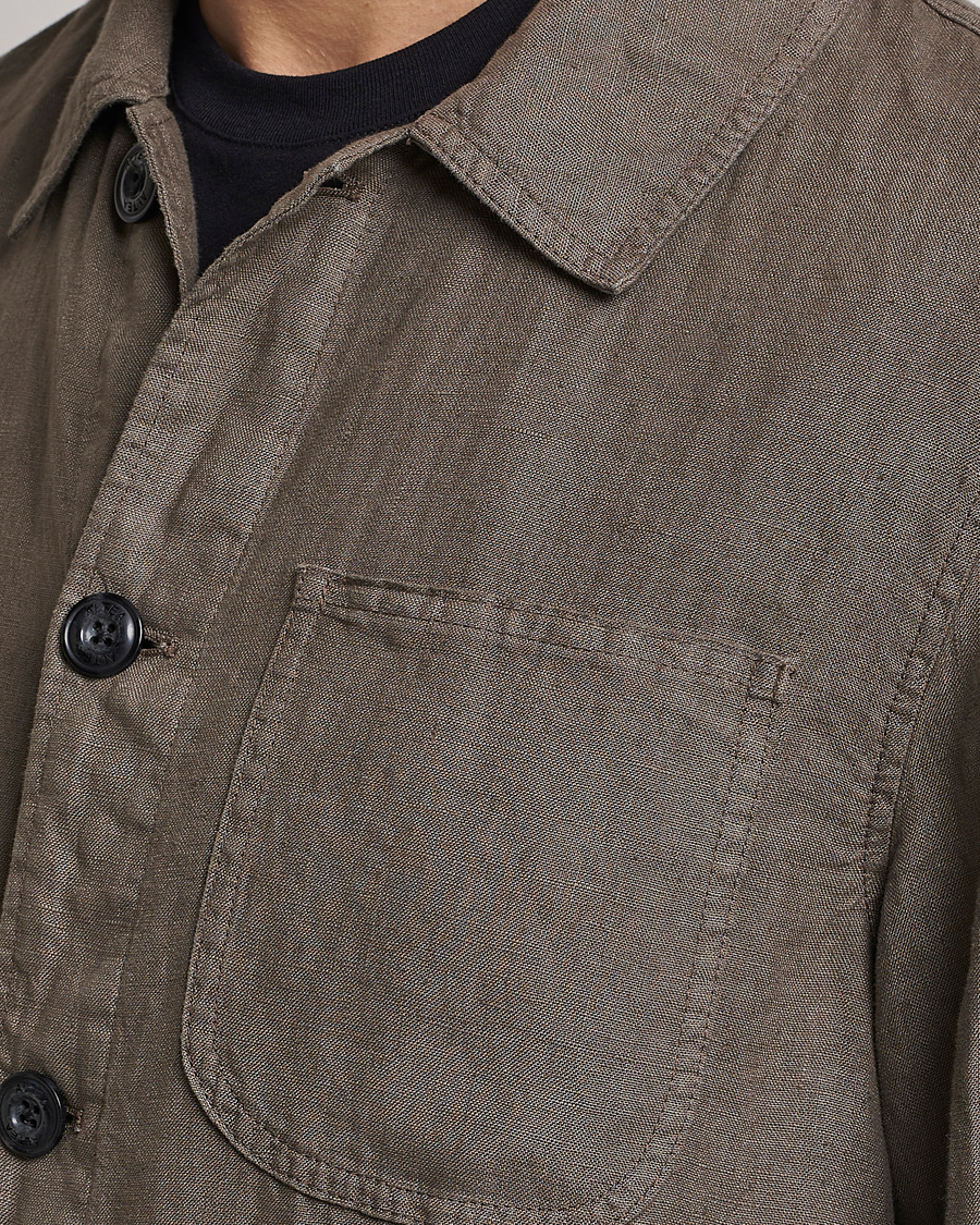 Herren | Hemden | Altea | Linen Shirt Jacket Olive