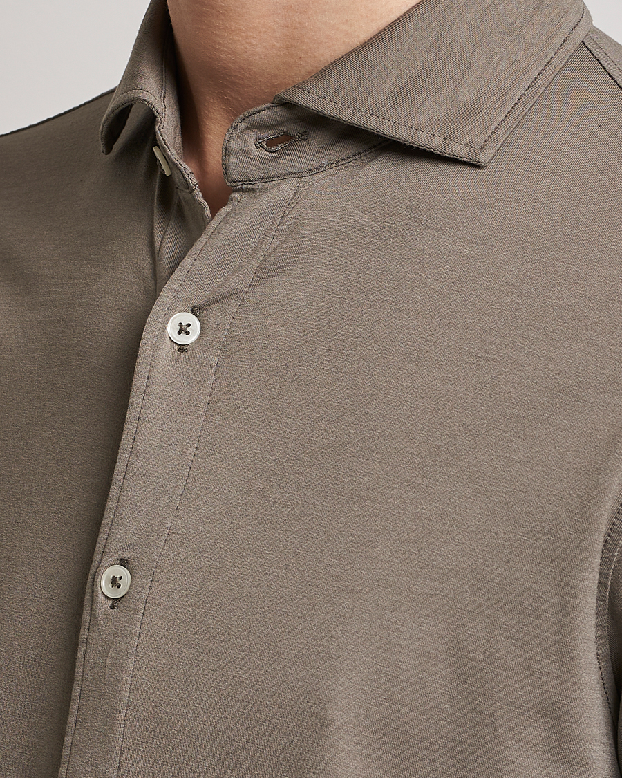 Herren | Hemden | Altea | Jersey Stretch Shirt Taupe