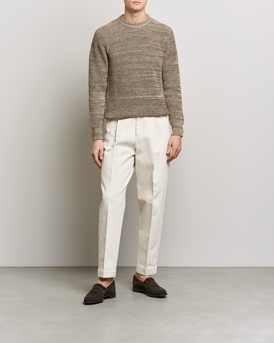 Herren | Pullover | Altea | Rib Cotton Sweater Brown Melange