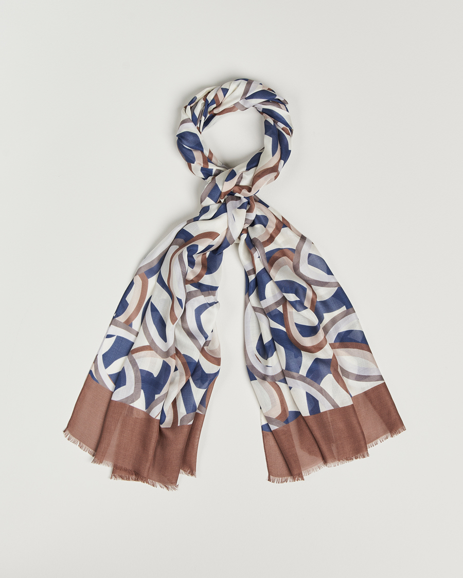 Herren | Altea Printed Scarf Navy/Brown | Altea | Printed Scarf Navy/Brown
