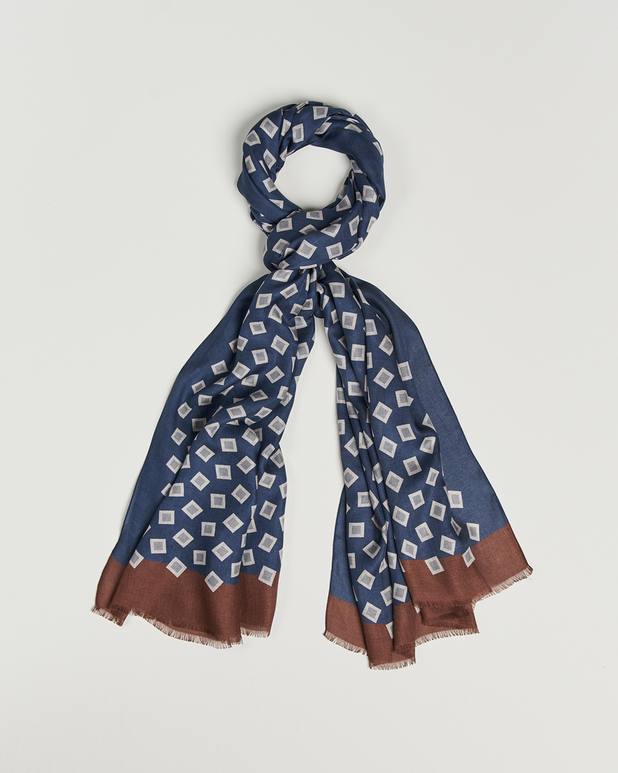 Herren | Altea Printed Scarf Navy/Grey | Altea | Printed Scarf Navy/Grey