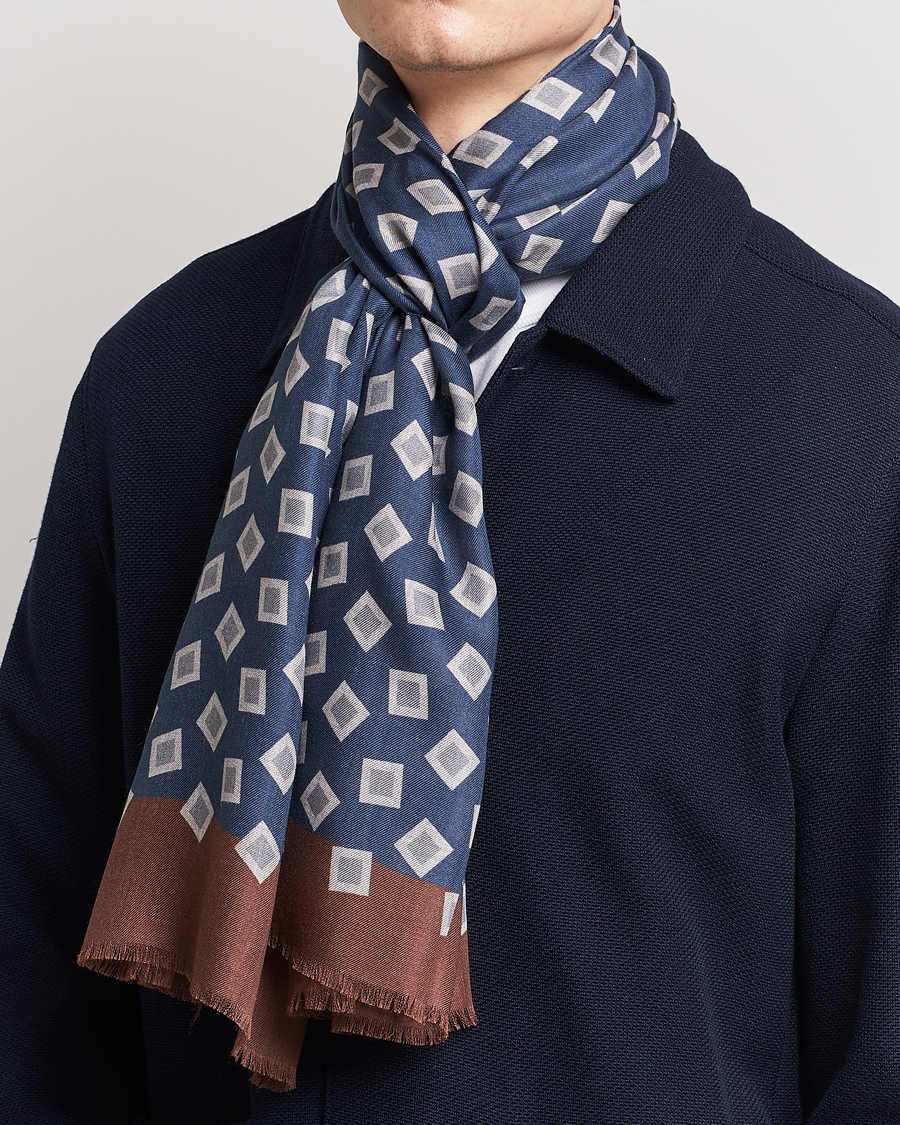 Herren | Altea Printed Scarf Navy/Grey | Altea | Printed Scarf Navy/Grey