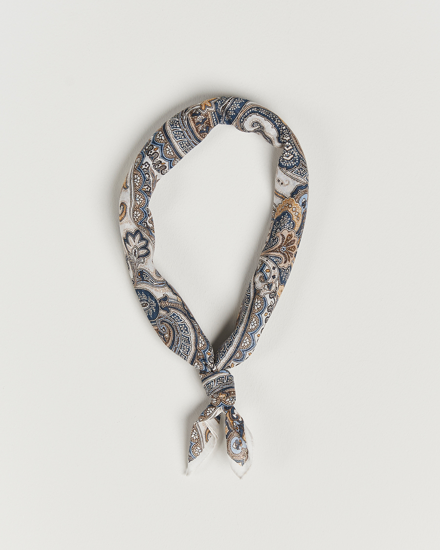 Herren | Amanda Christensen Cotton Voilé Printed Large Paisley Bandana White | Amanda Christensen | Cotton Voilé Printed Large Paisley Bandana White
