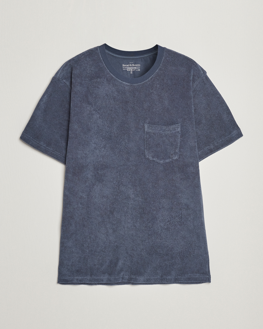 Herren | T-Shirts | Bread & Boxers | Terry Crew Neck T-Shirt Smoky Blue