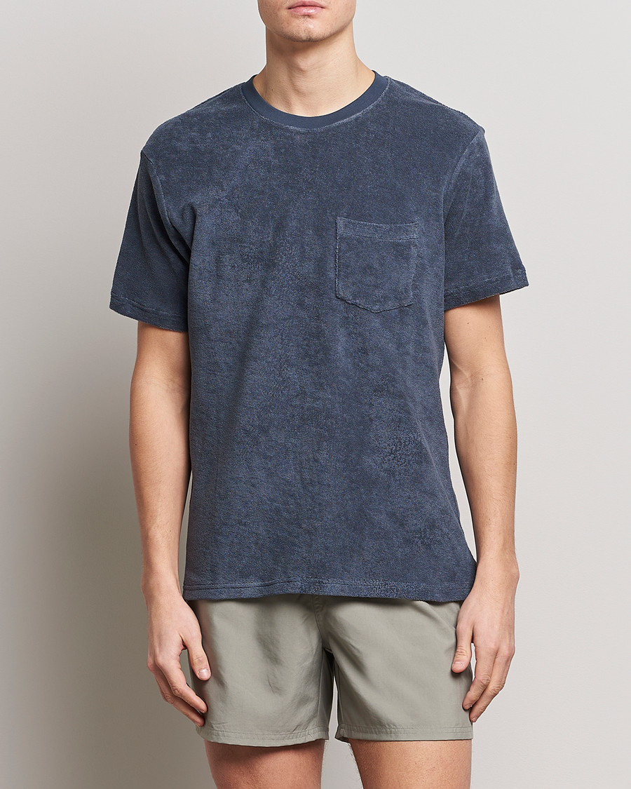 Herren | T-Shirts | Bread & Boxers | Terry Crew Neck T-Shirt Smoky Blue