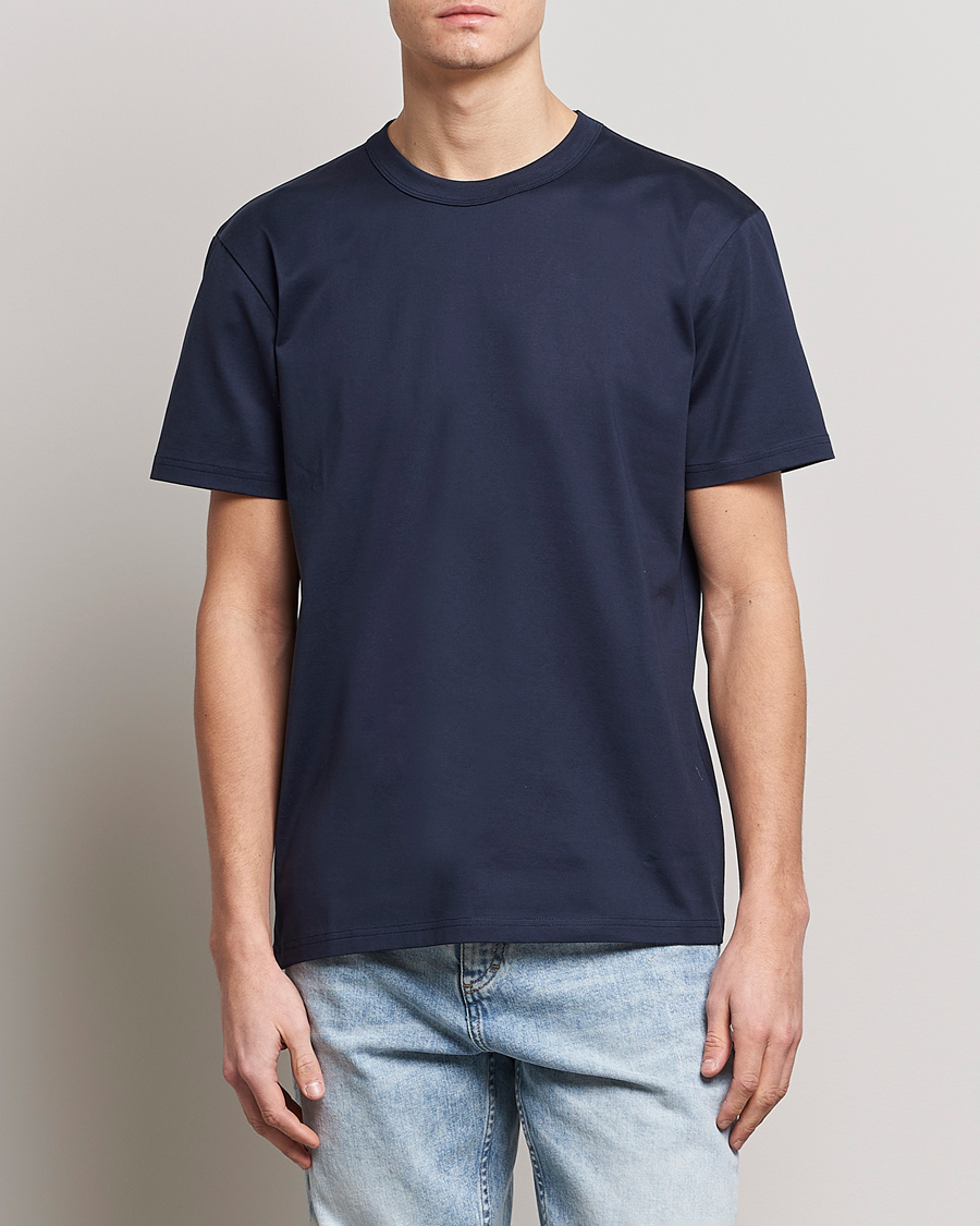 Herren | Kurzarm T-Shirt | Bread & Boxers | Pima Cotton Crew Neck T-Shirt Navy Blue