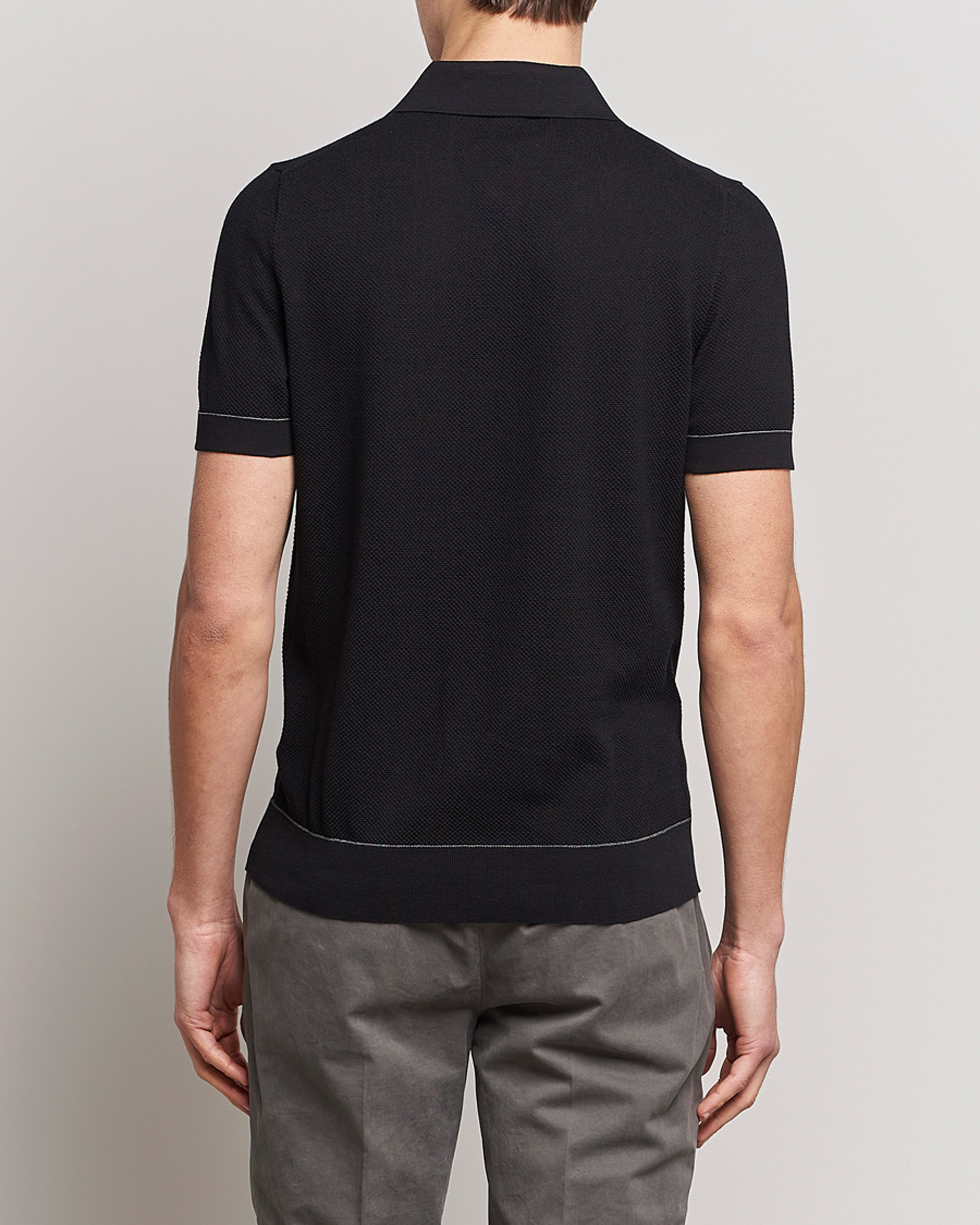 Herren | Pullover | Brioni | Sea Island Knit Polo Black