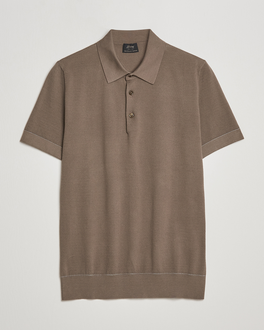 Herren | Pullover | Brioni | Sea Island Knit Polo Olive
