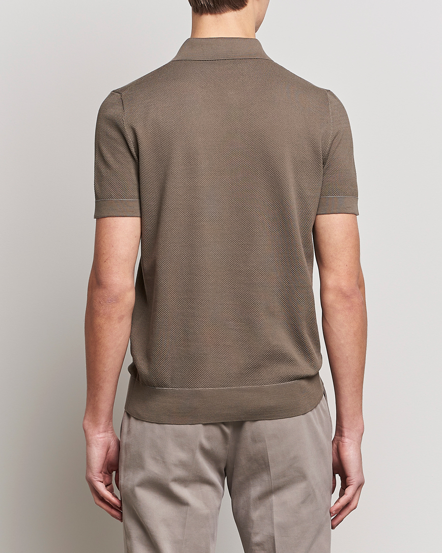 Herren | Pullover | Brioni | Sea Island Knit Polo Olive