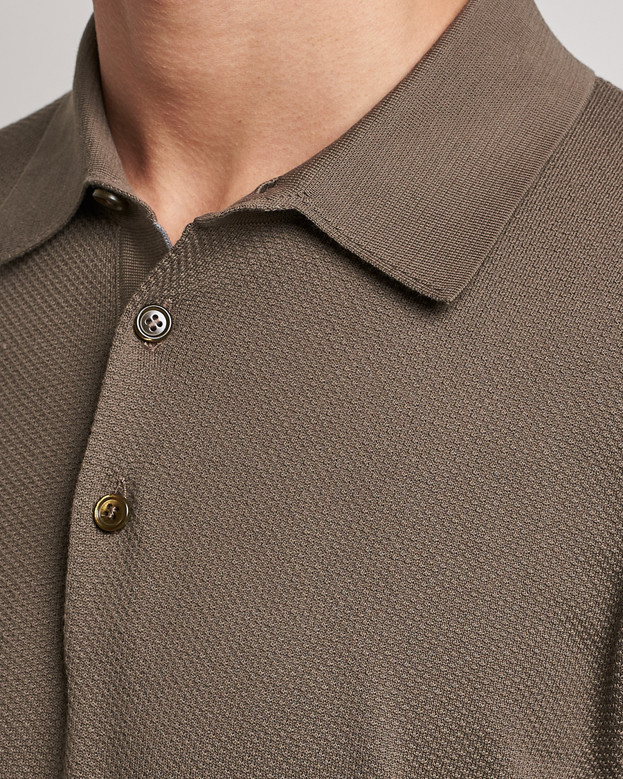 Herren | Pullover | Brioni | Sea Island Knit Polo Olive