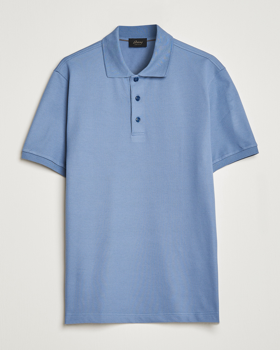 Herren | Poloshirts | Brioni | Mercerized Cotton Piquet Light Blue
