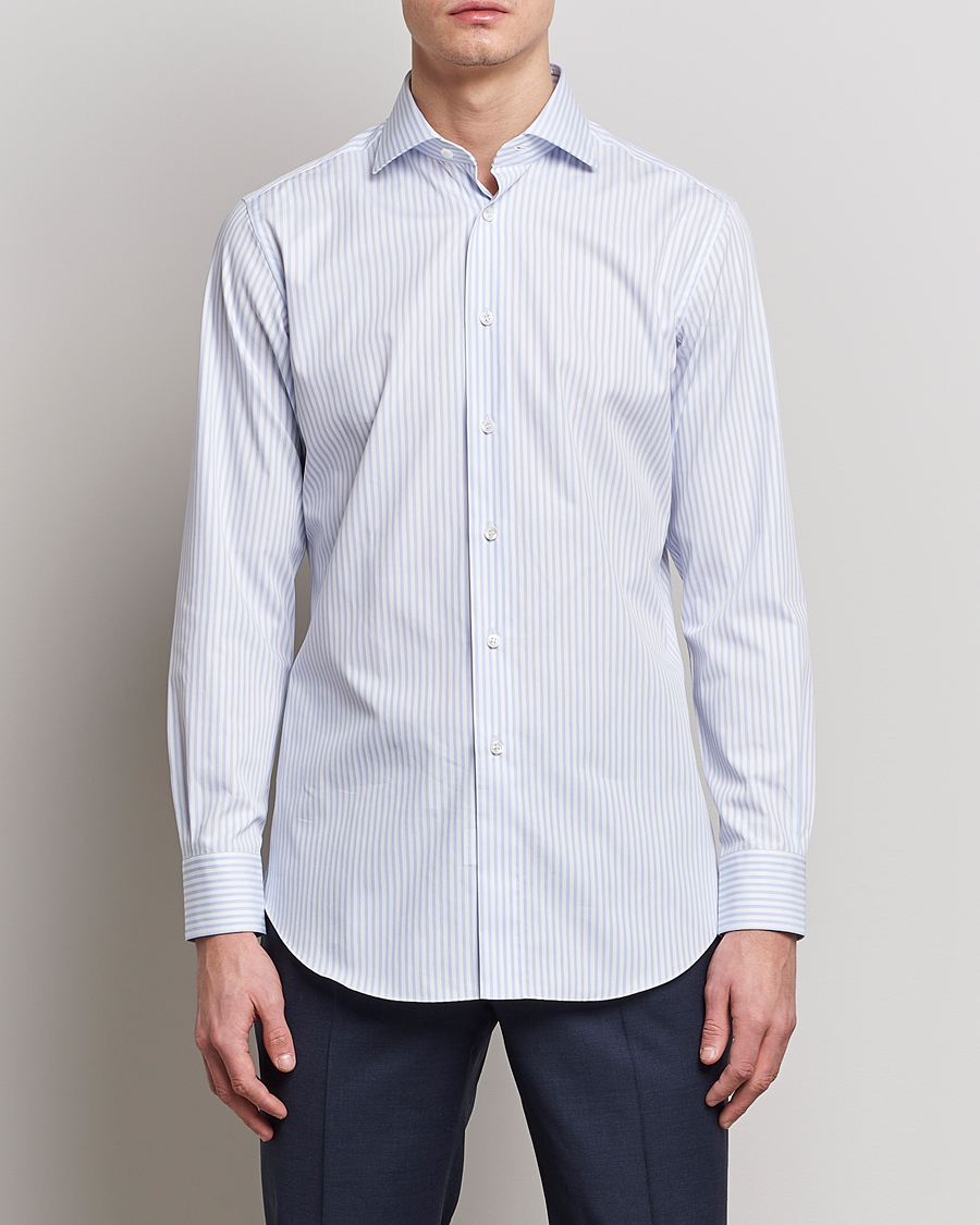 Herren | Hemden | Brioni | Slim Fit Dress Shirt Light Blue Stripe
