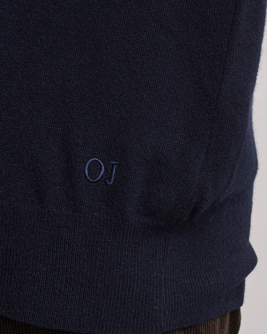 Herren | Pullover | Oscar Jacobson | Gustaf Lambswool Raglan Crew Neck Navy