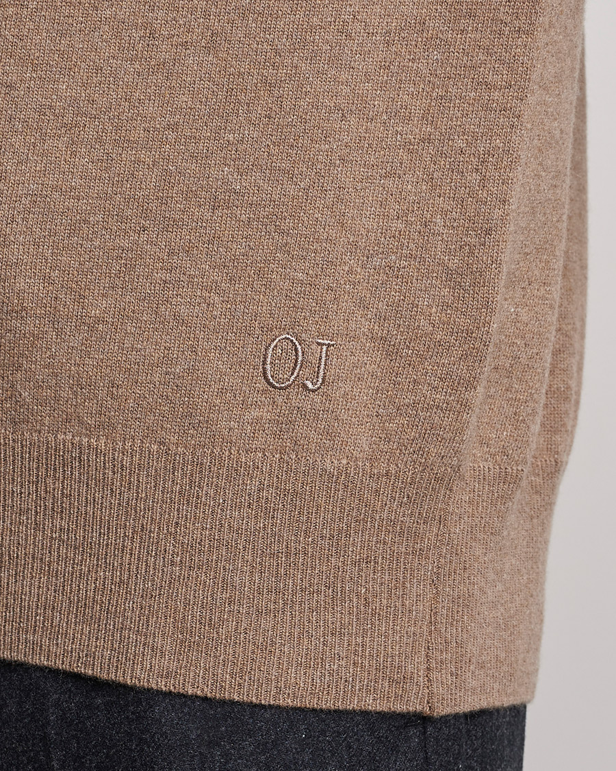 Herren | Pullover | Oscar Jacobson | Gustaf Lambswool Raglan Crew Neck Camel