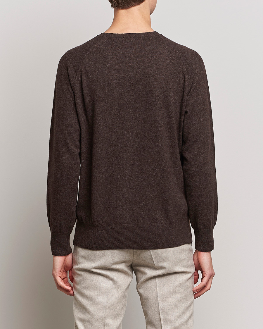 Herren | Pullover | Oscar Jacobson | Gustaf Lambswool Raglan Crew Neck Dark Brown