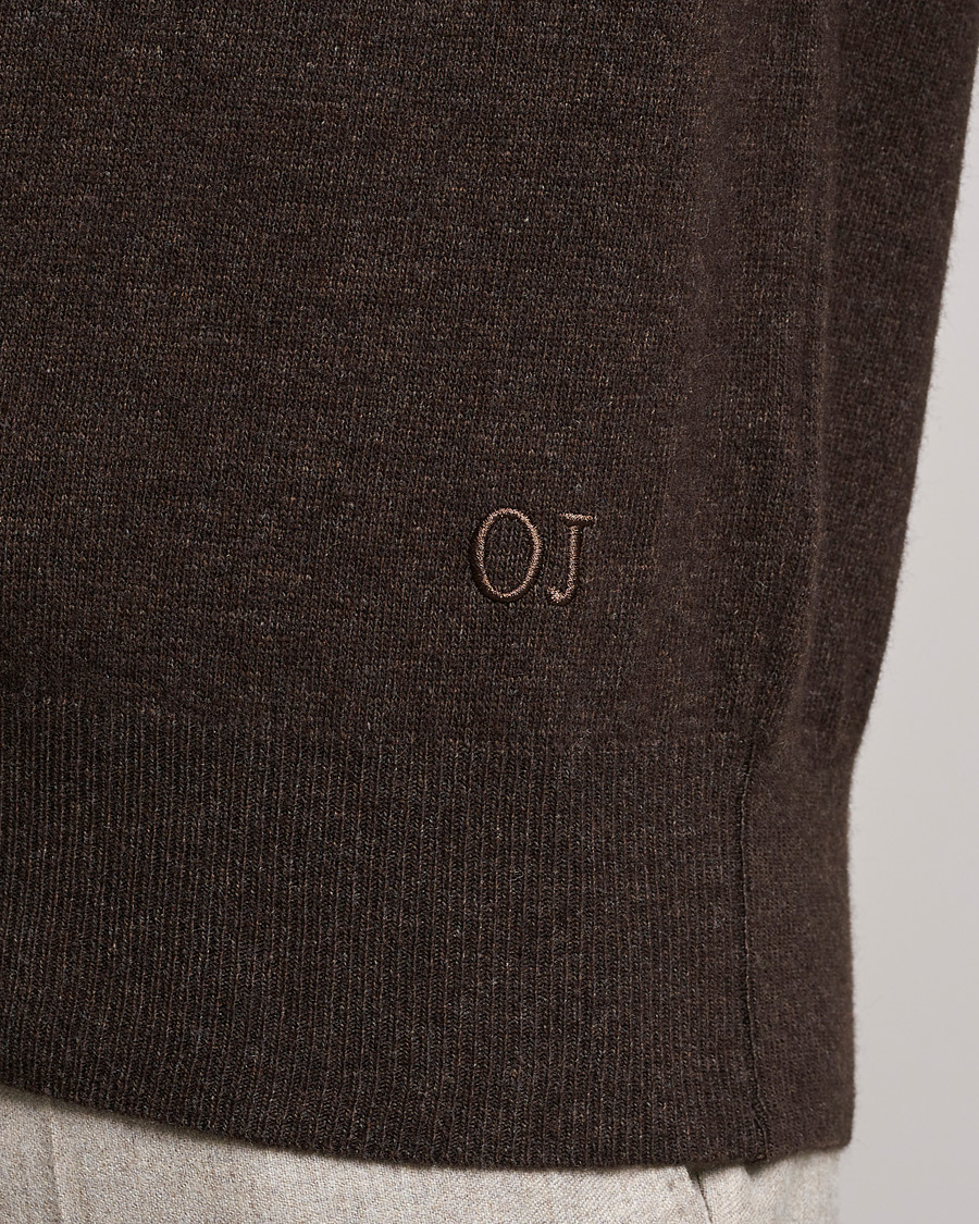Herren | Pullover | Oscar Jacobson | Gustaf Lambswool Raglan Crew Neck Dark Brown