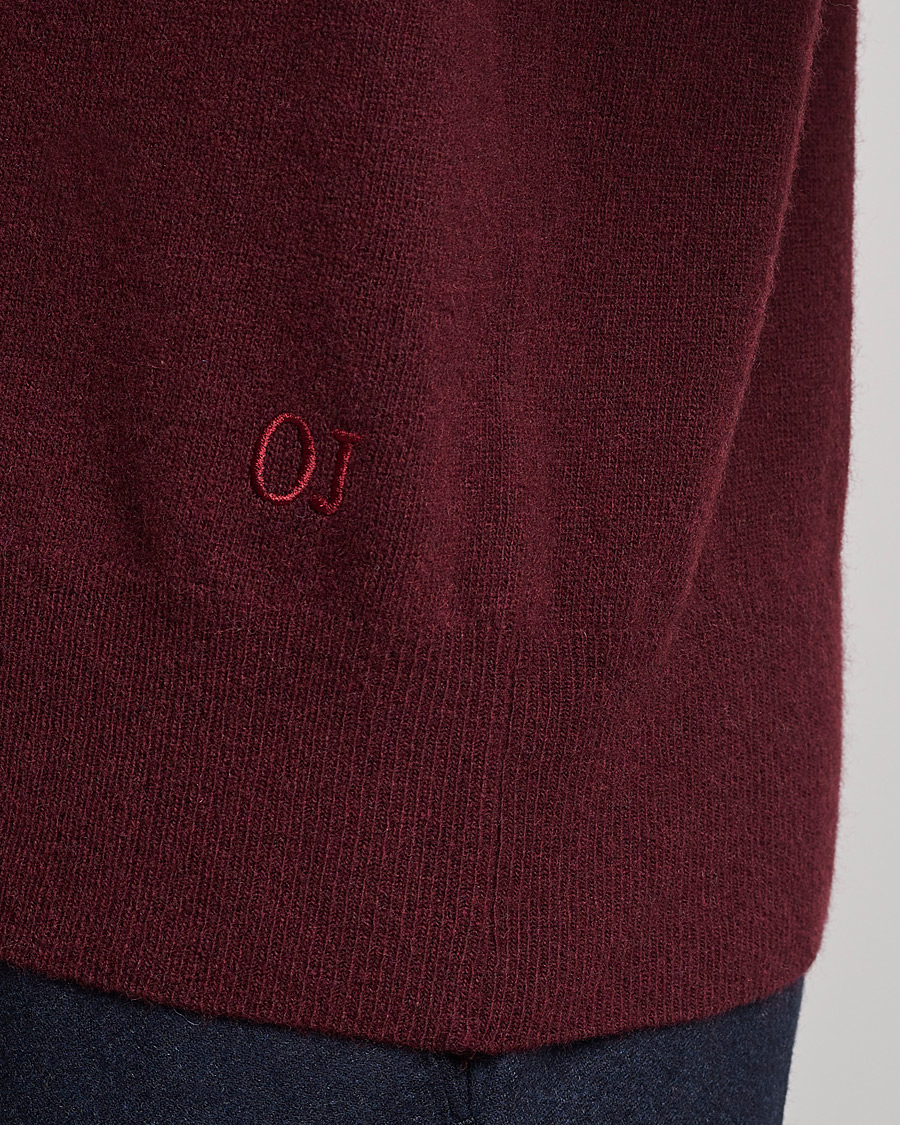 Herren | Pullover | Oscar Jacobson | Gustaf Lambswool Raglan Crew Neck Burgundy