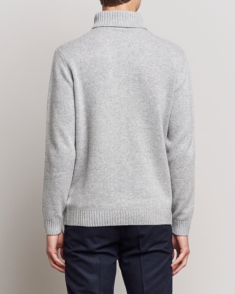 Herren | Pullover | Oscar Jacobson | Lyle Wool/Cashmere Structured Rollneck Light Grey