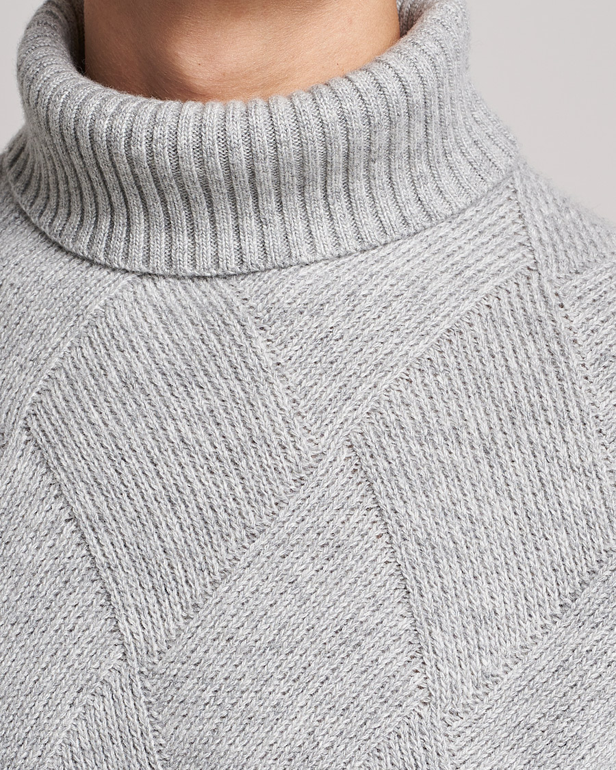 Herren | Pullover | Oscar Jacobson | Lyle Wool/Cashmere Structured Rollneck Light Grey