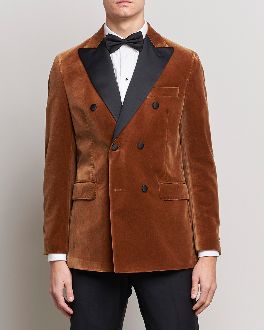 Herren | Sakkos | Oscar Jacobson | Farris Tuxedo Velvet DB Blazer Brown
