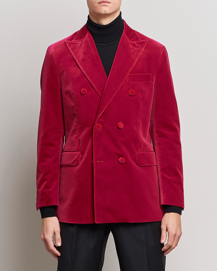 Herren | Sakkos | Oscar Jacobson | Farris Double Breasted Velvet Blazer Pink Berries