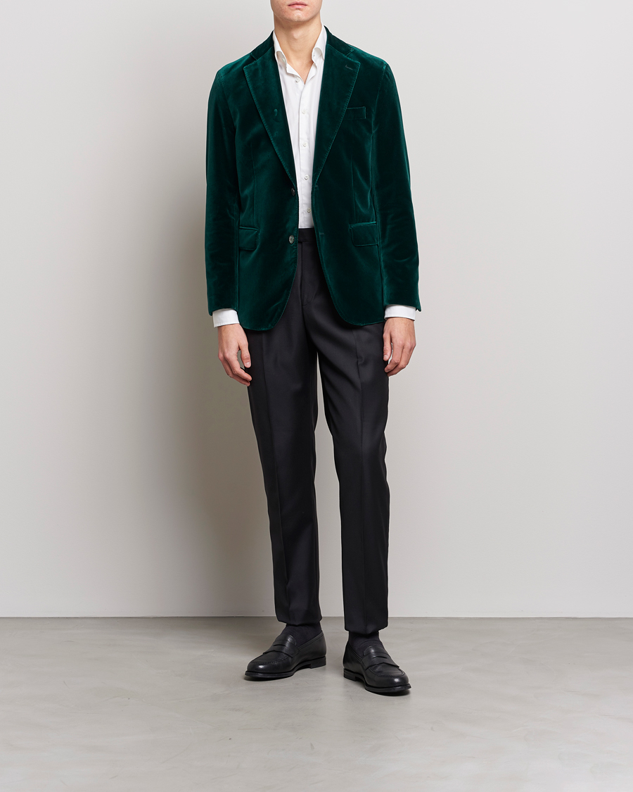 Herren | Sakkos | Oscar Jacobson | Fogerty Velvet Blazer Green