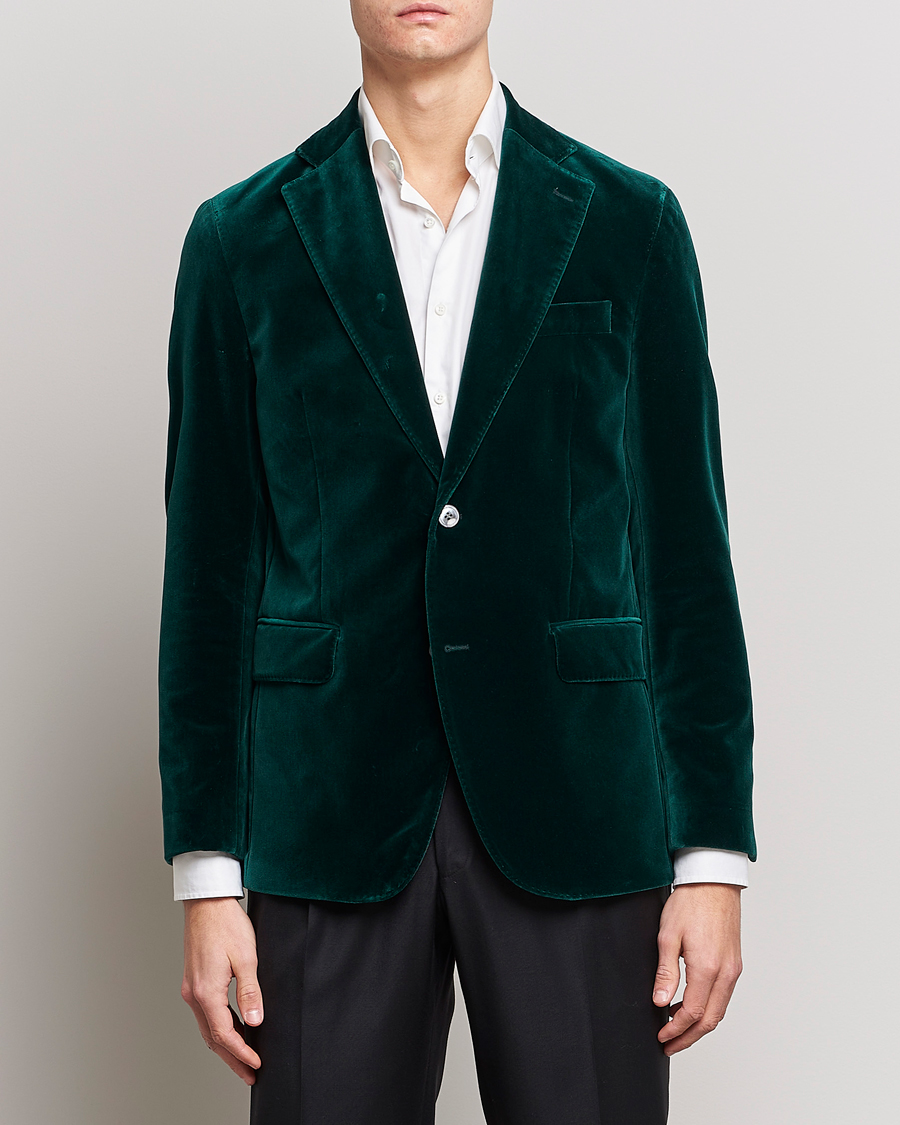 Herren | Sakkos | Oscar Jacobson | Fogerty Velvet Blazer Green