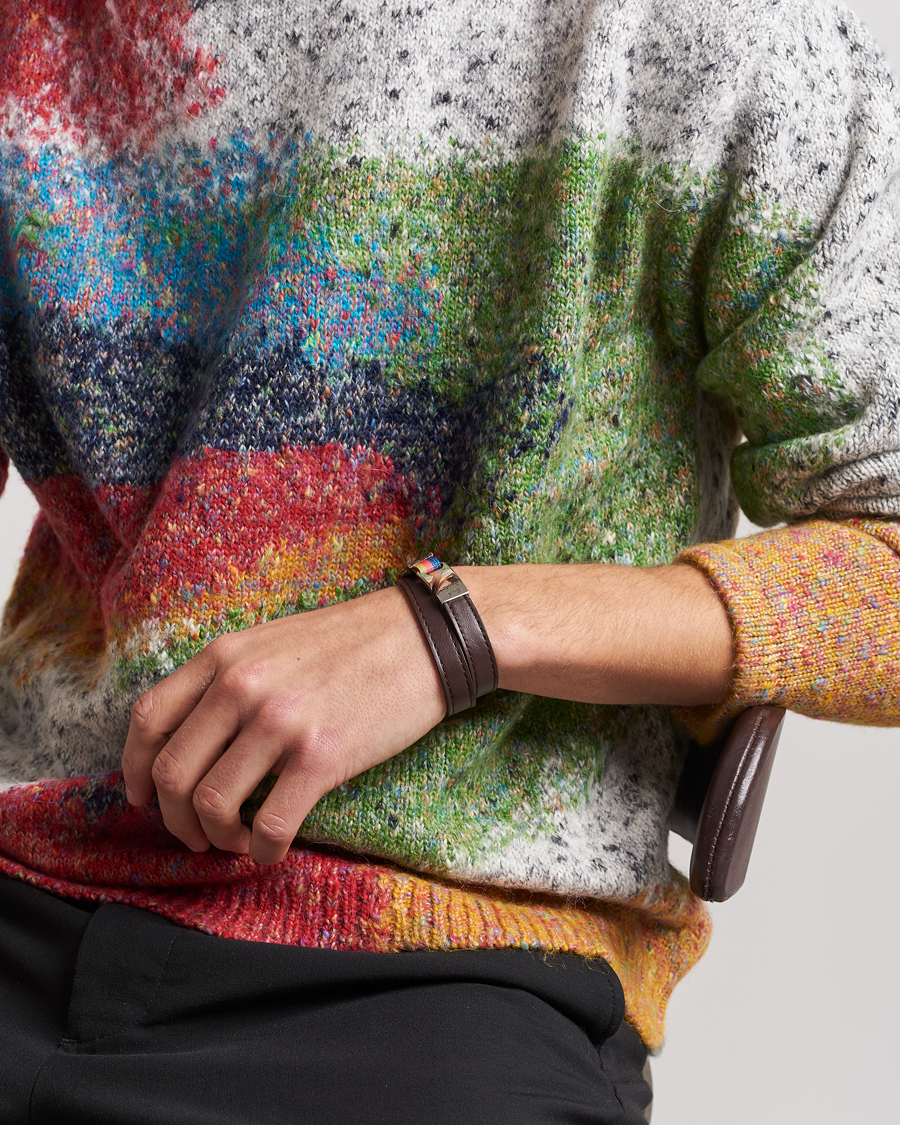 Herren | Paul Smith Leather Hook Wrap Bracelet Brown | Paul Smith | Leather Hook Wrap Bracelet Brown