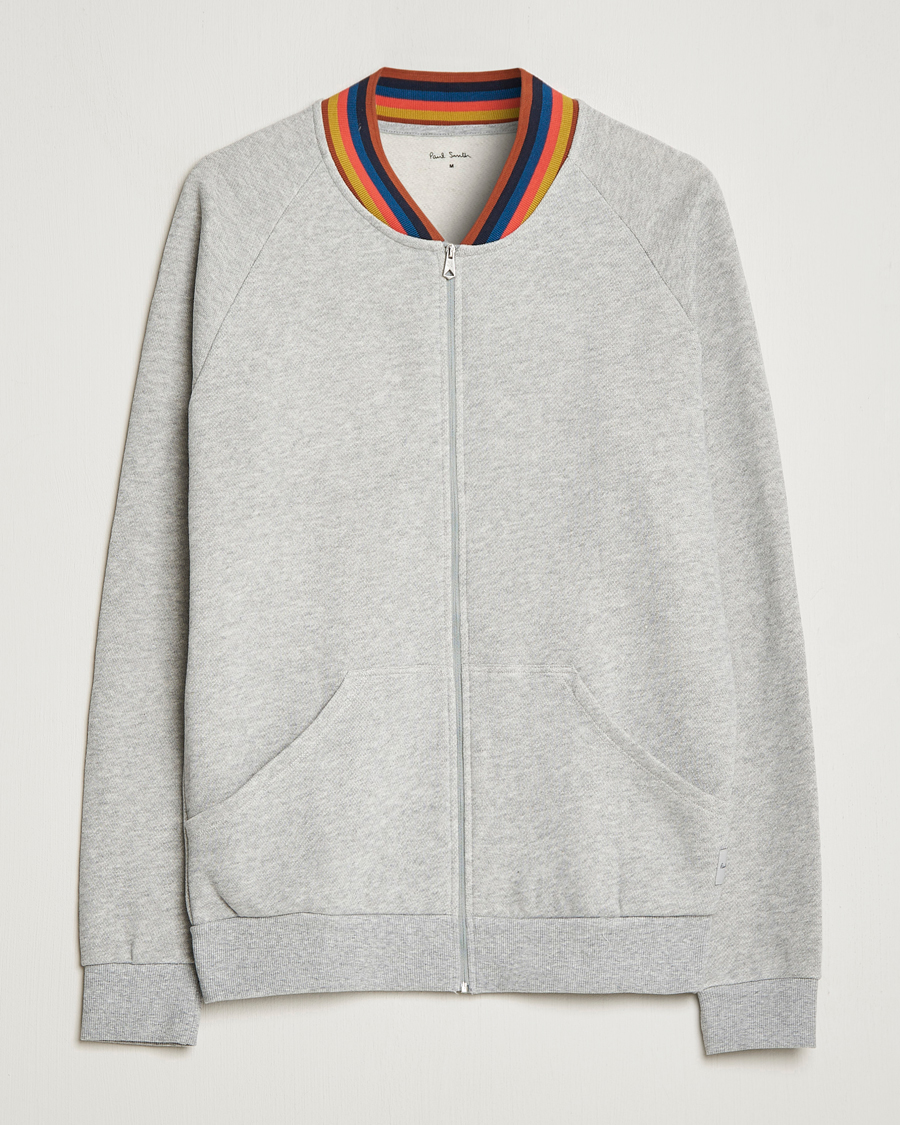 Herren | Paul Smith Bright Stripe Sweat Full Zip Grey | Paul Smith | Bright Stripe Sweat Full Zip Grey