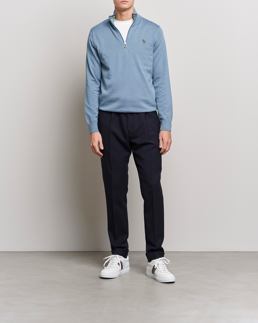Herren | Pullover | PS Paul Smith | Zebra Organic Cotton Knitted Half Zip Light Blue