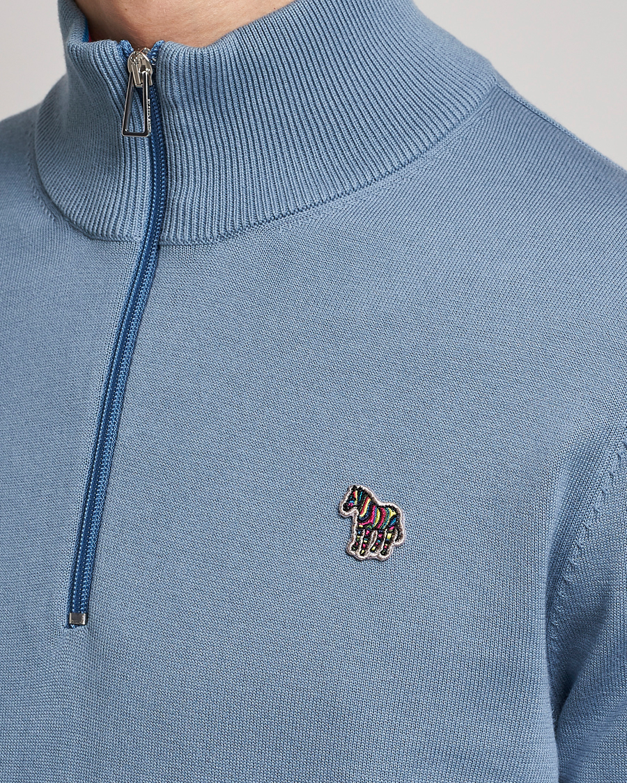 Herren | Pullover | PS Paul Smith | Zebra Organic Cotton Knitted Half Zip Light Blue