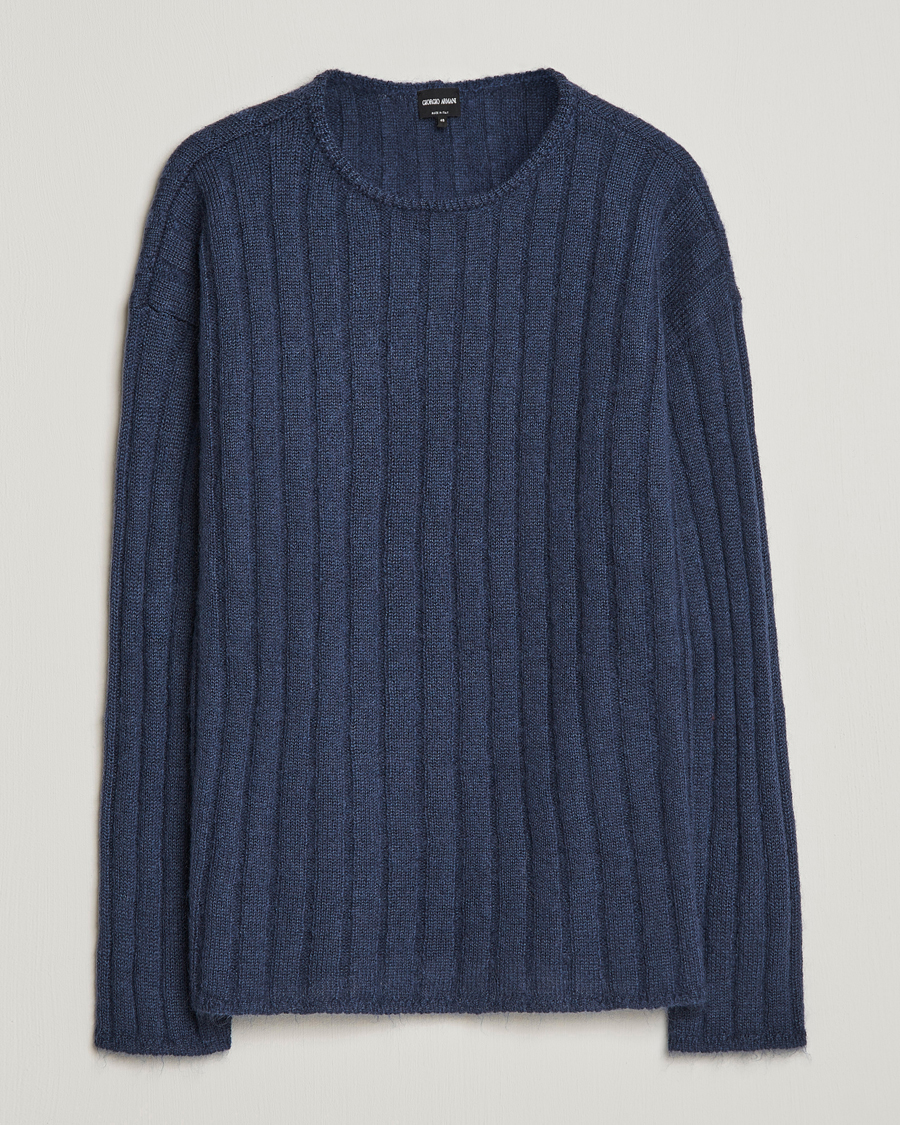 Herren | Pullover | Giorgio Armani | Rib Stitch Mohair Sweater Navy