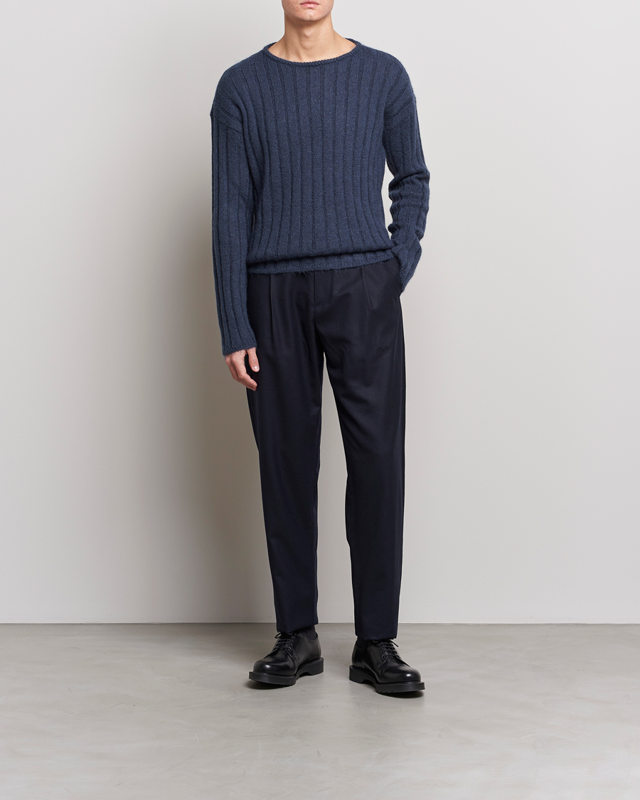 Herren | Pullover | Giorgio Armani | Rib Stitch Mohair Sweater Navy