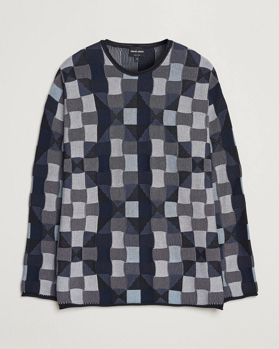 Herren | Pullover | Giorgio Armani | Geometrical Patchwork Sweater Navy/White