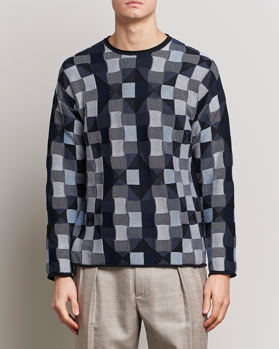 Herren | Pullover | Giorgio Armani | Geometrical Patchwork Sweater Navy/White