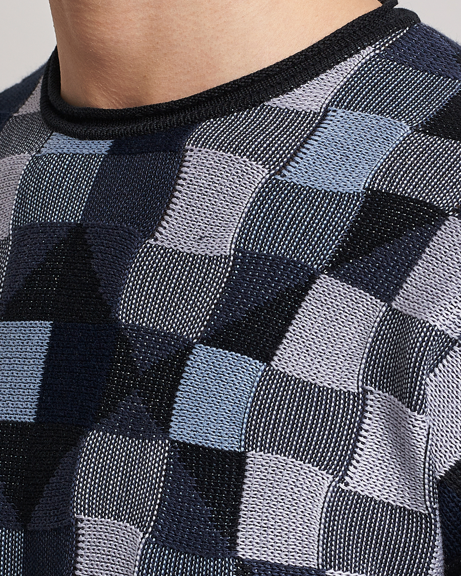 Herren | Pullover | Giorgio Armani | Geometrical Patchwork Sweater Navy/White
