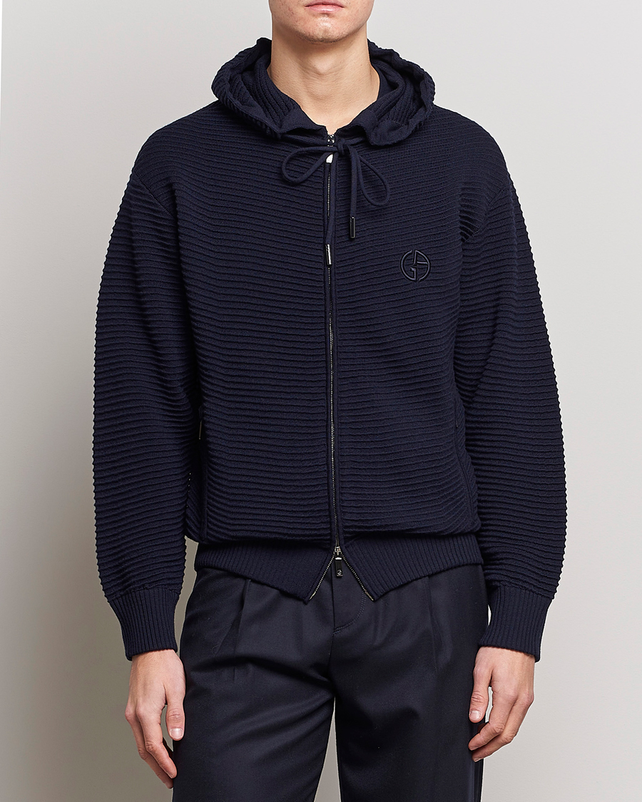 Herren | Pullover | Giorgio Armani | Jacquard Zip Bomber Navy
