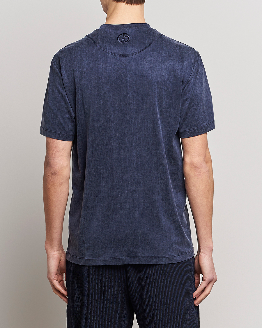 Herren | T-Shirts | Giorgio Armani | Cupro Logo T-Shirt Navy