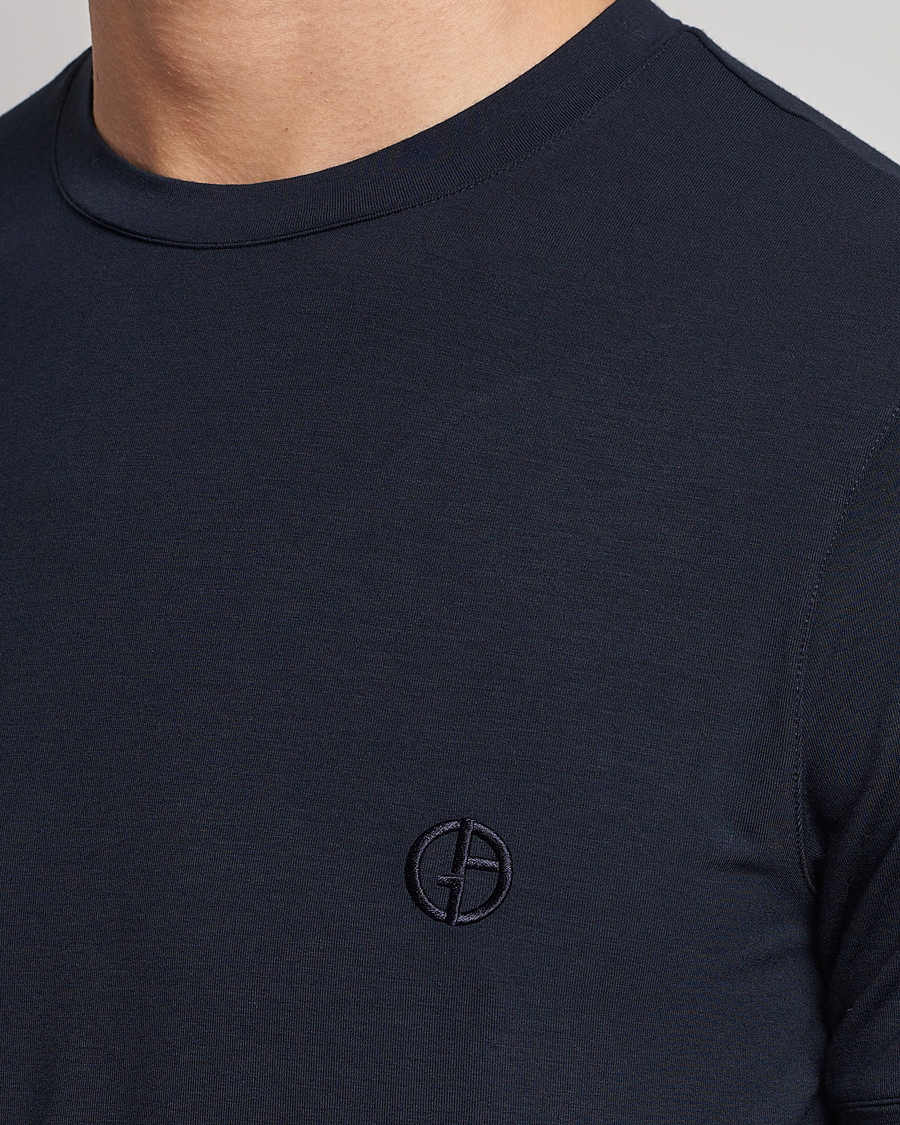 Herren | T-Shirts | Giorgio Armani | Embroidered Logo T-Shirt Navy