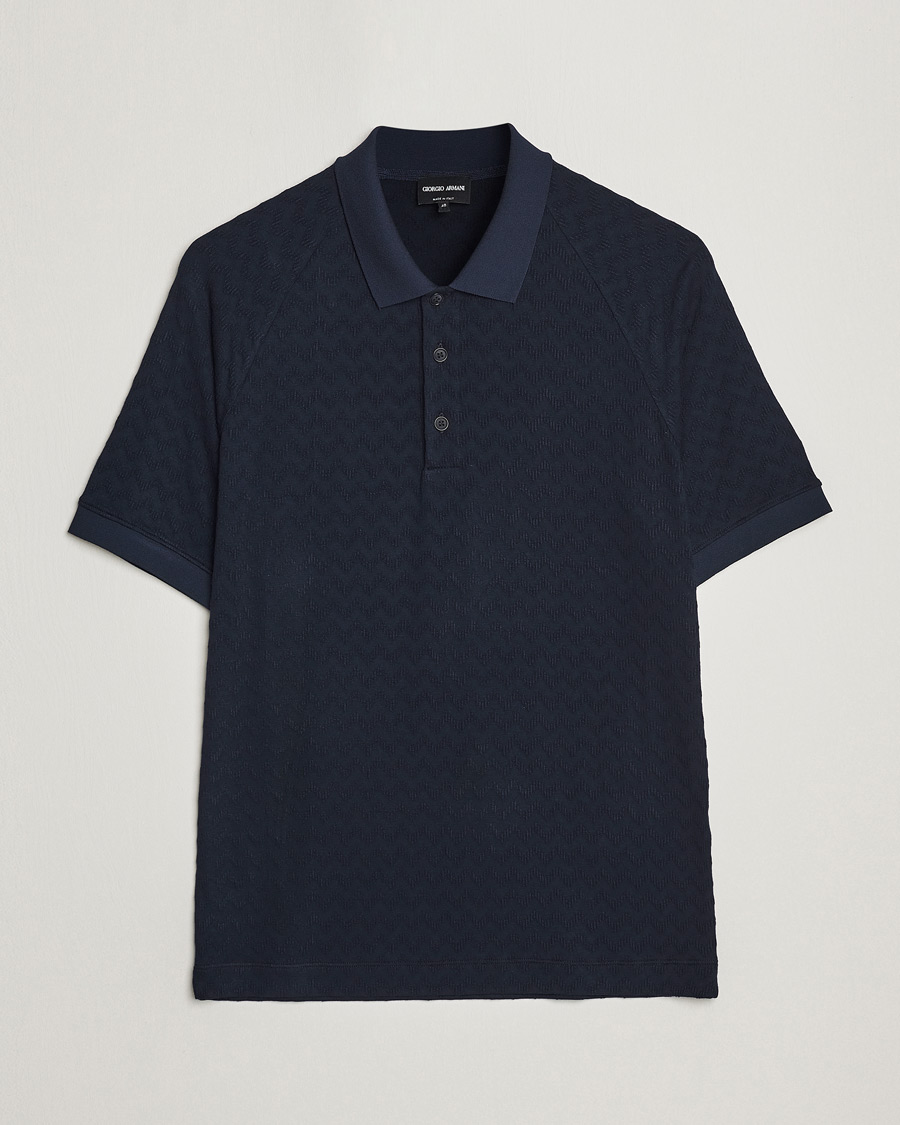 Herren | Poloshirts | Giorgio Armani | Jacquard Short Sleeve Polo Navy