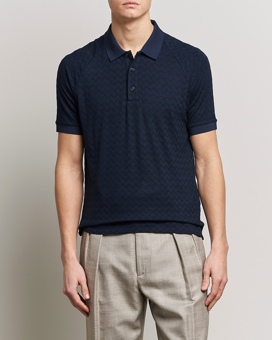 Herren | Poloshirts | Giorgio Armani | Jacquard Short Sleeve Polo Navy