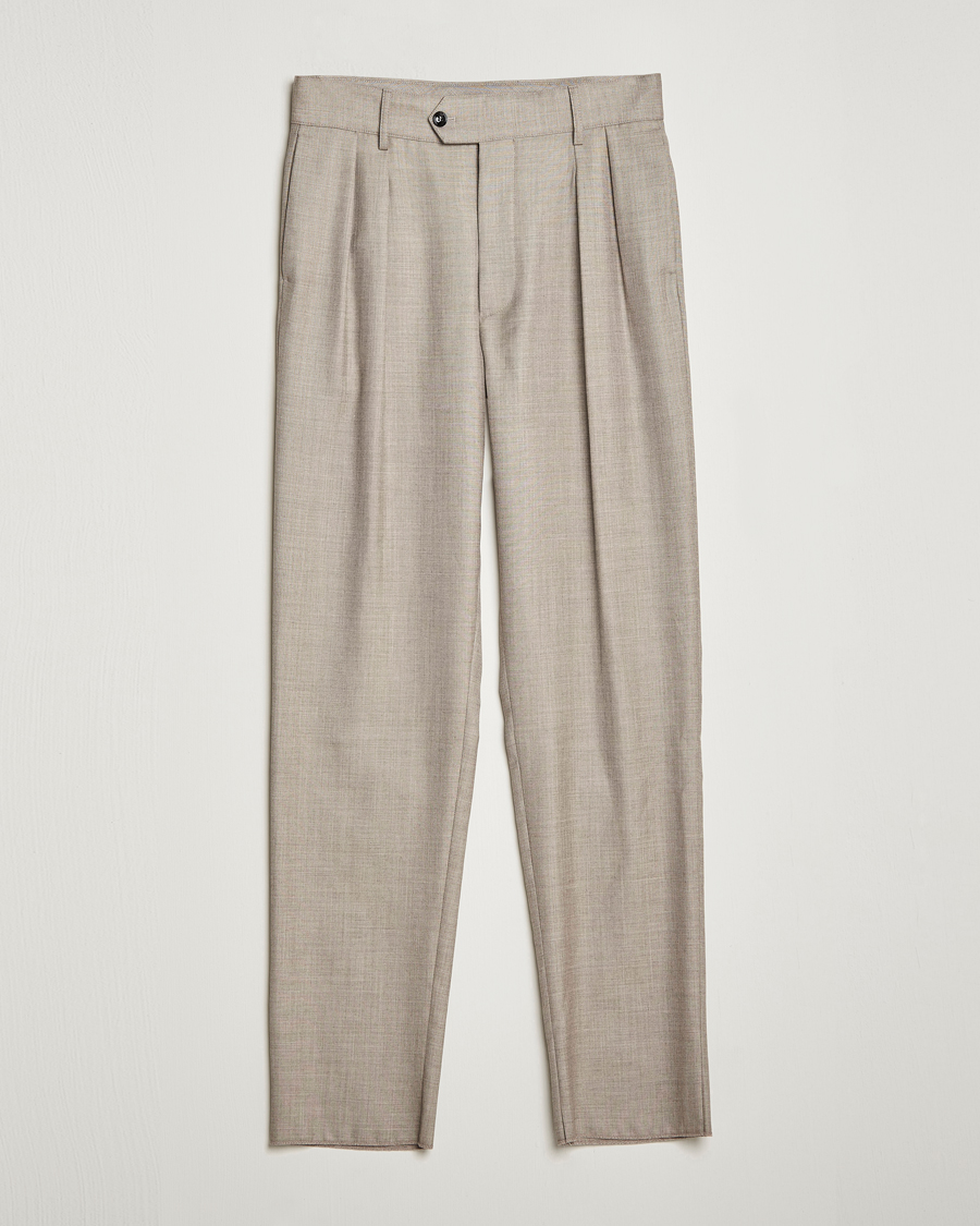 Herren | Hosen | Giorgio Armani | Pleated Wool Trousers Light Grey