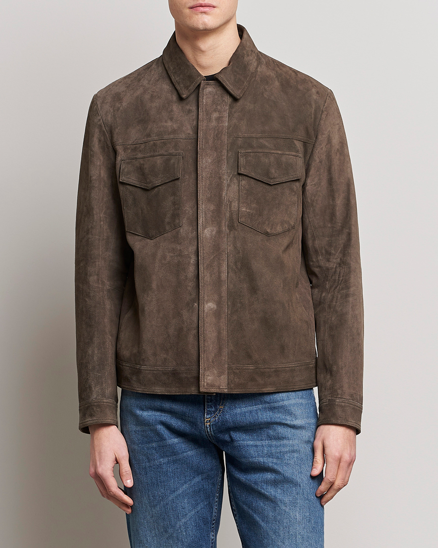 Herren | Jacken | BOSS BLACK | Mucker Suede Jacket Dark Grey