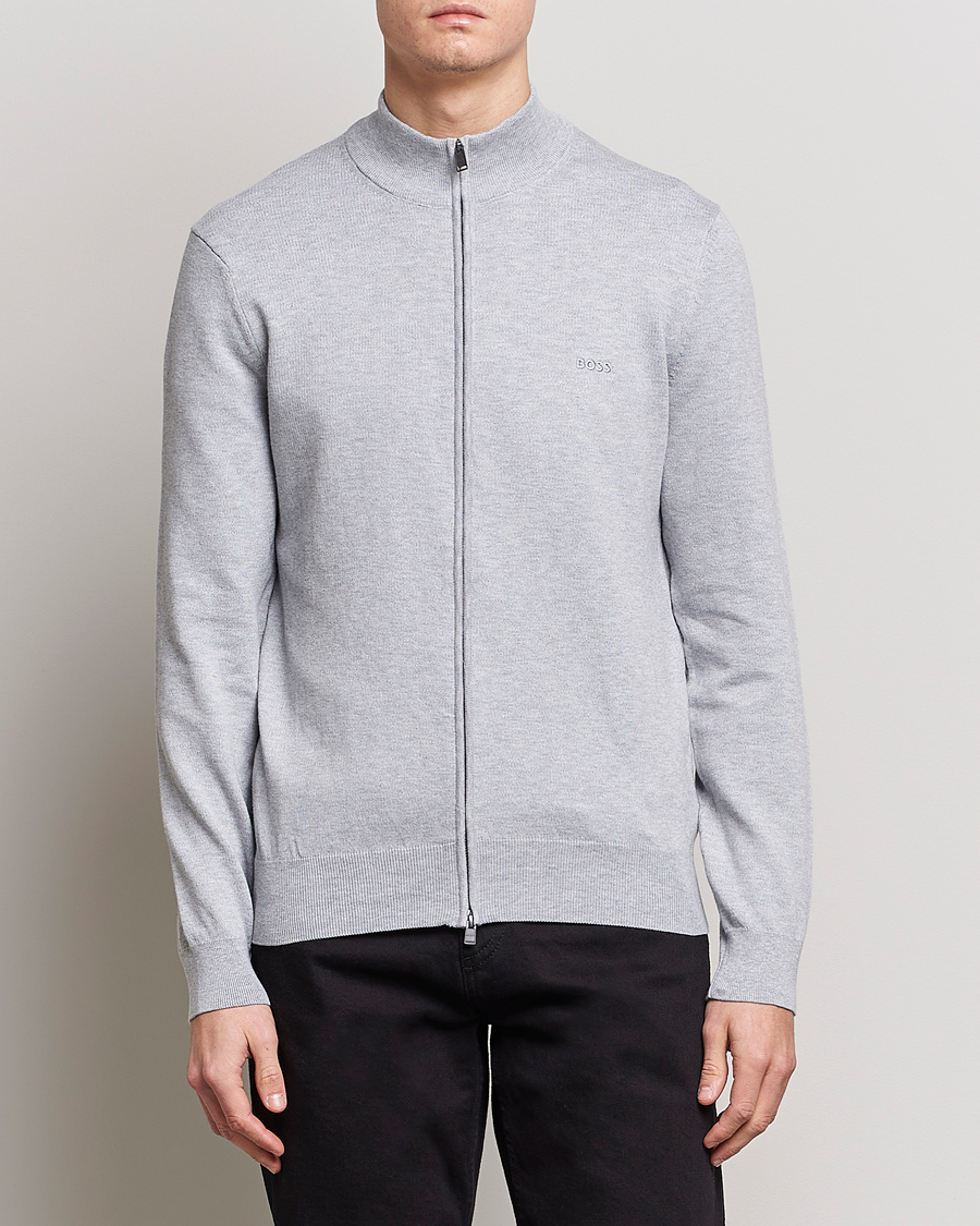 Herren | Pullover | BOSS BLACK | Palano Knitted Full-Zip Silver